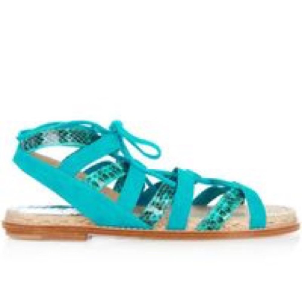 Paul Andrew Sandals Gladiator Lace up Blue Snake 6